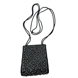 Midge- vintage formal bag- intricate beading- crossbody- some wear- black white